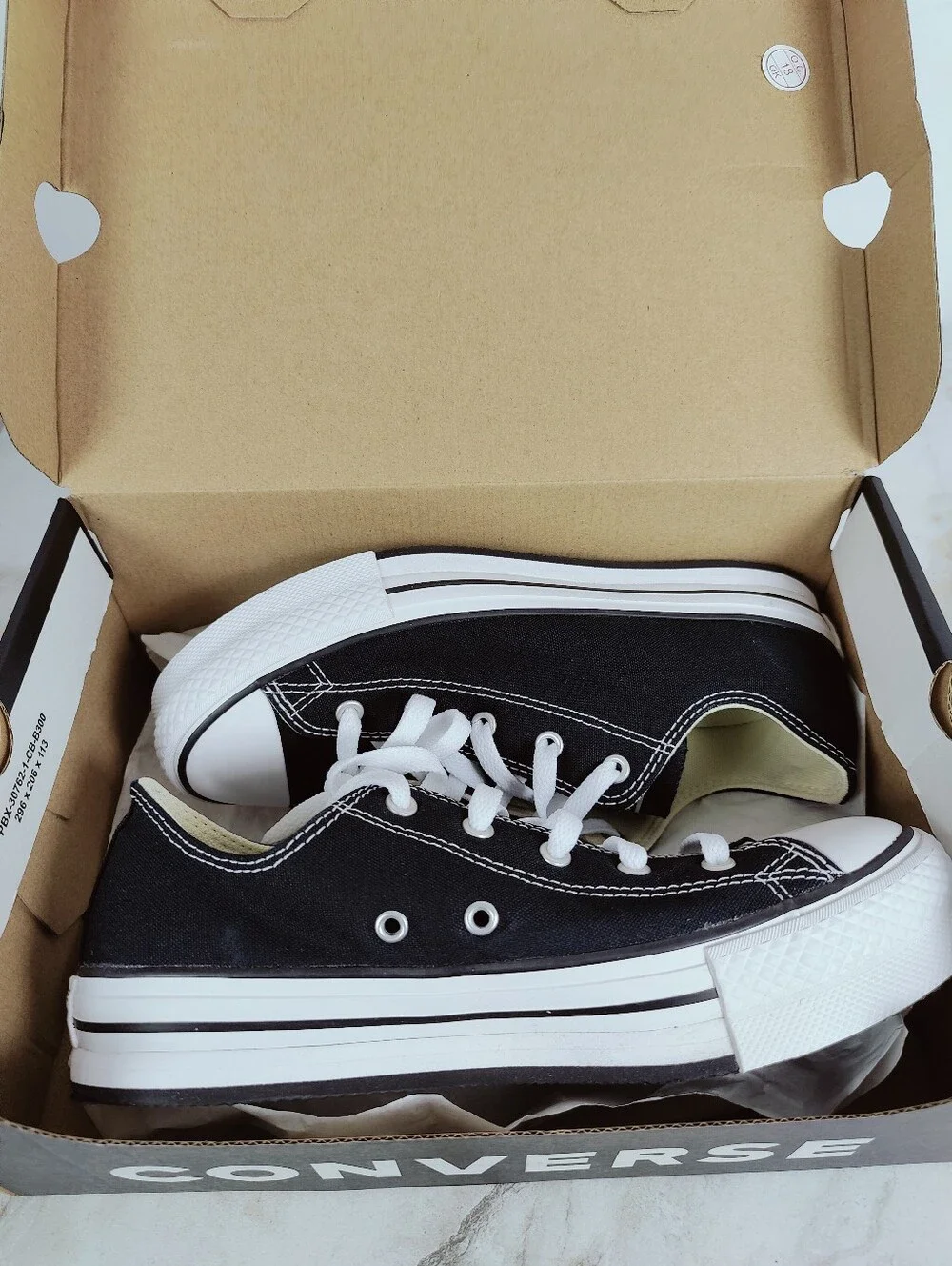 NIB Converse CT All Star Lift Kids' Black Canvas Platform Sneakers, Sz 6